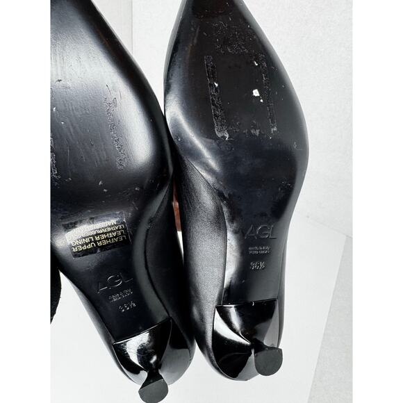 AGL Black Classic Lenor Pointed Toe Kitten Heel Retro Pump size 36.5 - Picture 6 of 8